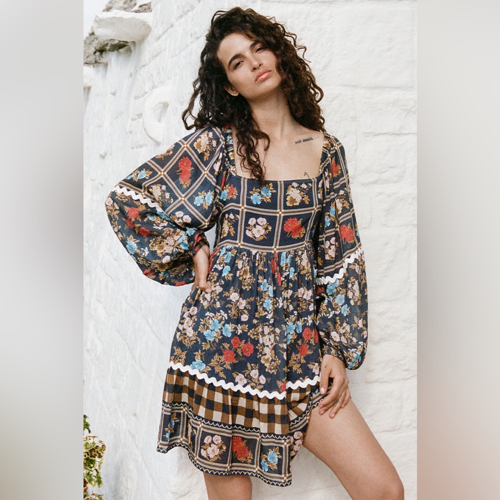 Spell Flora Tunic Dress In Mystic Navy Floral